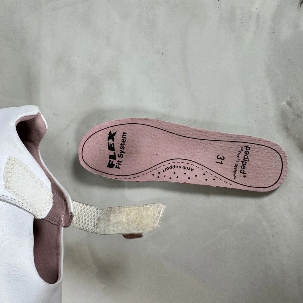 Pediped‎ White Leather Mary Jane Shoes Flex Fit Girl's EU 31 US 13-13.5